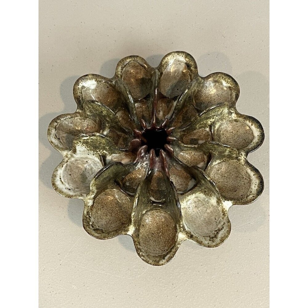 Ironfoot Pottery Sculpture Pipe Holder or Deviled Egg Dish? Amish‎ Made Art